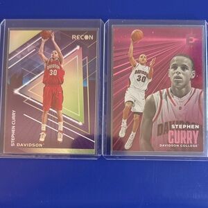 Stephen Curry Davidson Basketball Rookie Card Duo - Pink & Red